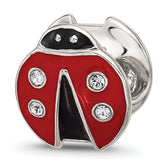 Sterling Silver Reflections Enamel Lady Bug With Crystal Bead